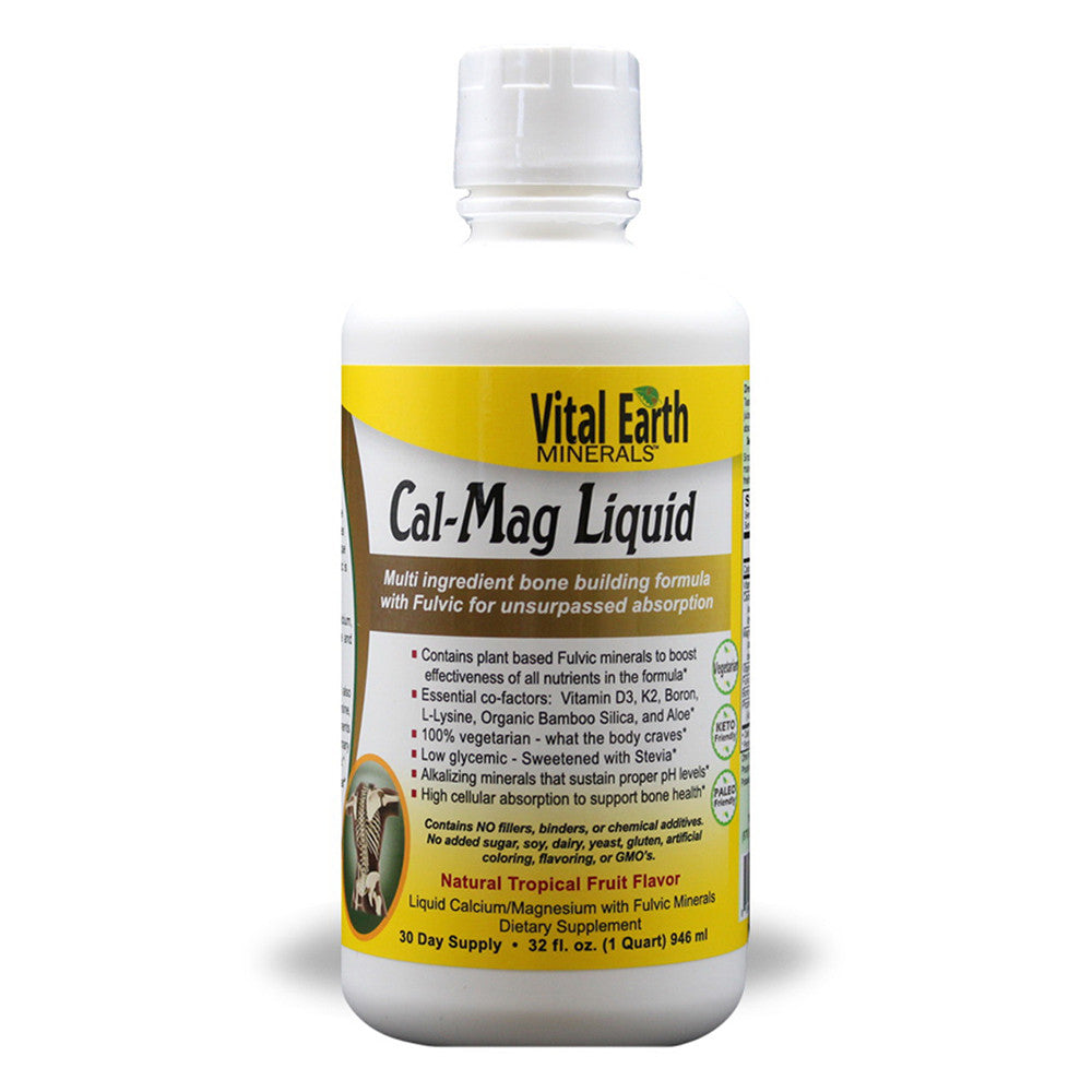 Vital Earth Minerals Cal-Mag Supplement Liquid with Fulvic Minerals, 32 Oz